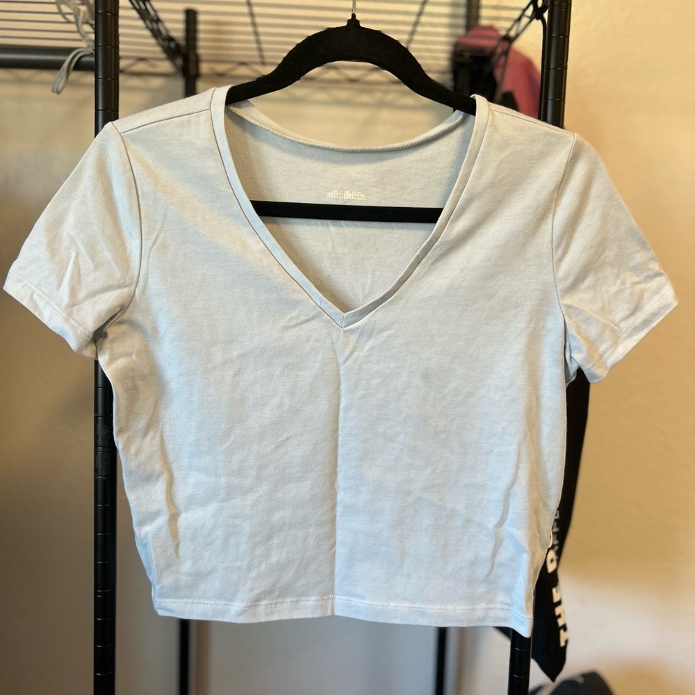 Wild Fable Light Blue V-Neck Crop Top